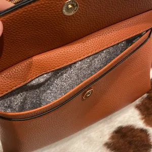 Light brown vegan leather crossbody purse thumbnail 7