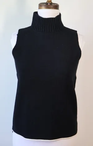 ZARA Black Knit Sleeveless Turtleneck Sweater Vest Minimalist Layering Small thumbnail 1