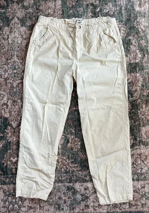 Sonoma Pants M Cream Elastic Waist Cotton Casual Minimalist thumbnail 1