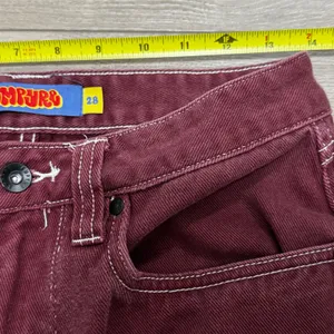 Empyre‎ Loose Fit Skate Pants Burgundy Double Knee Workwear Jeans Womens 28 y2k thumbnail 3