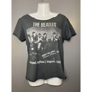 The Beatles Shirt Womens Small Black Liverpool 1963 Graphic Tee Top Band Rock thumbnail 2