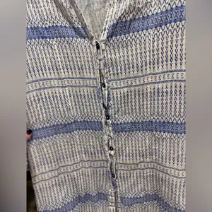 Anthropologie Maeve Yarn Dyed Lena Tunic Top 3/4 long balloon Sleeves Oversized thumbnail 3