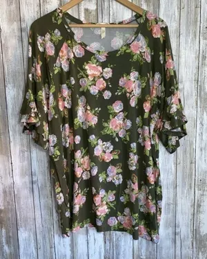 Matilda Jane Let’s Go Together Olive Floral Blouse •XXL thumbnail 1