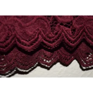 Free People Lace Blouse Womens Medium Burgundy Excellent Smocked Ruffle Keyhole thumbnail 7
