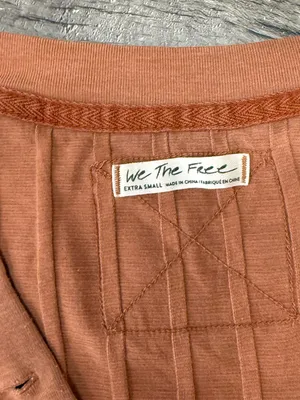 Free People We The Free In the Mix Henley Ribbed Long Sleeve Shirt‎ Orange XS thumbnail 4