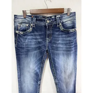 Miss Me Signature Crop Jeans Size 32 Blue Inseam 25.5" JE8091C Embellished Boho thumbnail 5