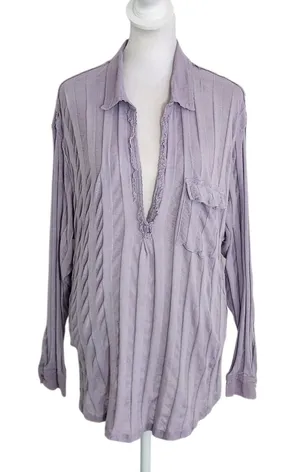 We The Free Light Purple Tonal Stripe Shirt Size Small thumbnail 1
