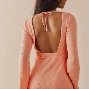FREE PEOPLE - Brynne Boho Flared Long Bell Sleeve Open Back Mini Dress NWOT thumbnail 2