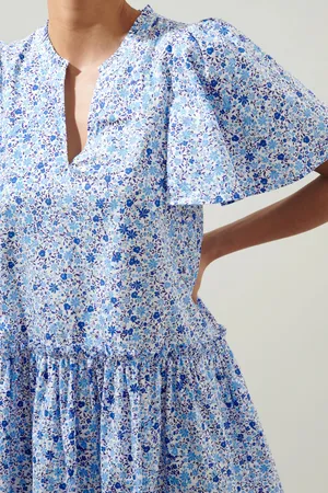 SugarLips Carmine Floral Rock A By Trapeze Mini Dress Blue and White thumbnail 2
