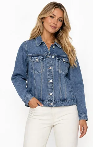 Hudson Jeans Denim Trucker Jacket Size Large XLarge Button Up Y2K Jean Western Fall thumbnail 1