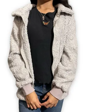 Fuzzy Teddy Jacket Gray Size L thumbnail 1