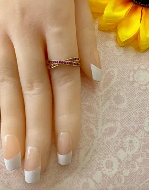 Crossed Band Pink Ring, Size 8 thumbnail 3