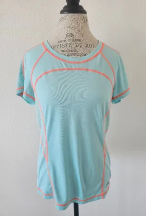 Fila Sport Running Women’s Performance Tee – Mint Green & Coral Orange – Size L thumbnail 1