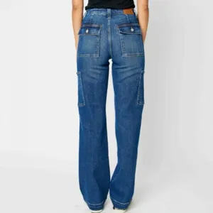 Judy Blue Cargo Wide Leg Jeans Size 7 | 28 High Rise Dark Wash Utility Denim thumbnail 4