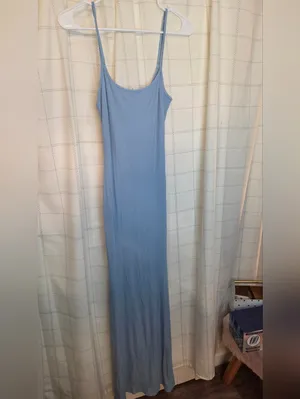 REORIA Women's Basic Lounge Dress Blue Size L thumbnail 2