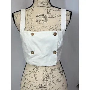 Free People This is Love 4 Button Crop Top White Med thumbnail 3