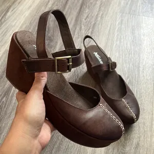 Antelope Brown Womens Boho Leather Platform Mary Jane Wedge Sandal 41 thumbnail 1