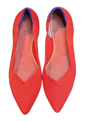 Rothy's The Point Shoes Womens 8.5 Red Knit Pointed Toe Flats Comfort Slip On thumbnail 1