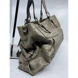 COACH Animal Embossed Leather Gray Shoulder Bag thumbnail 5