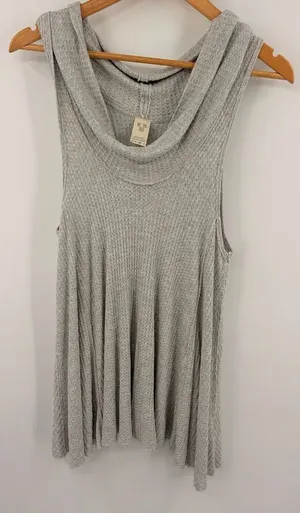 Free People We the free swing it grey cowl neck thermal tank top women’s M boho thumbnail 1