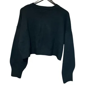 Wild Fable Black Cropped Sweater with slight balloon sleeve thumbnail 2
