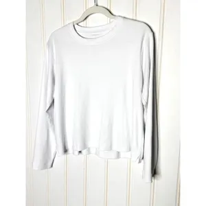 ADAY All Day Long Sleeve White Crew Neck Shirt Organic Cotton Size M thumbnail 2