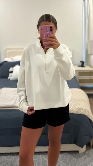 NWT Bad Birdie At Ease Quarter zip Size XL White thumbnail 1