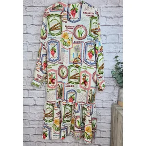 Maison d’Amelie Paris Stamp Postcard Midi Maxi Dress XS Novelty Travel European thumbnail 6