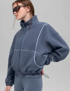 Alo Yoga Polar Fleece Game Time Full Zip Jacket Bluestone White Large thumbnail 5