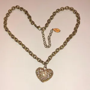 Guess Gold Tone CZ Heart Pendant Boho Chain Necklace thumbnail 2