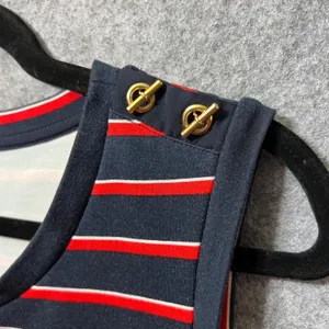 Lauren Ralph Lauren Striped Knit Tank Dress Sleeveless‎ Casual Red White Blue L thumbnail 9