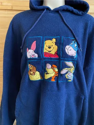 Vintage 90s Disney Store Fleece Winnie The Pooh Y2K oversized Hoodie sweatshirt thumbnail 2