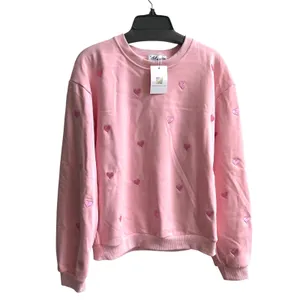 Lola +‎ The Boys Heart Sweatshirt Women Large Pink Coquette Embroidered Pullover thumbnail 2