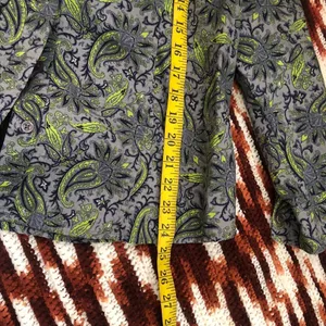 Michael Kors Green blue purple paisley button up down shirt top blouse long sleeve office siren corporate core boho-XL thumbnail 5