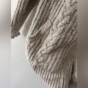 Abercrombie & Fitch Gray‎ Cable Knit Zip Up Sweater thumbnail 4