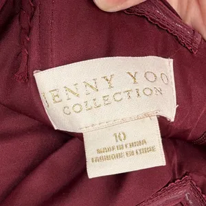 Jenny‎ Yoo Collection Burgundy Chiffon Spaghetti Strap Gown Dress Size 10 thumbnail 3