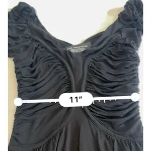 Zara Black Draped Mini Dress Size M Flutter Sleeve Ruched V-Neck Cocktail Party thumbnail 9