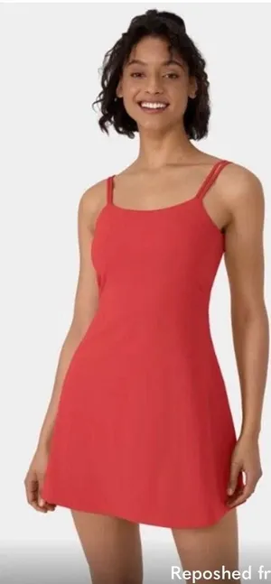 Halara Stylish red sleeveless dress with a simple design. Perfect for casual outings. thumbnail 1