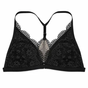 Victoria's Secret L Large Bralette Bra Body By Black Lace Unlined Sheer Mesh thumbnail 2