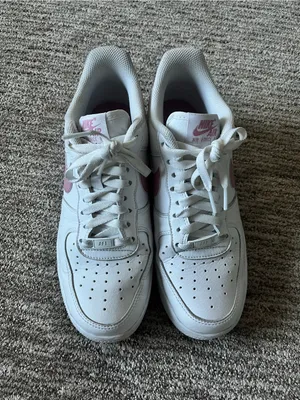 Nike Air Force Ones with Pink Swoosh size 9.5 thumbnail 2