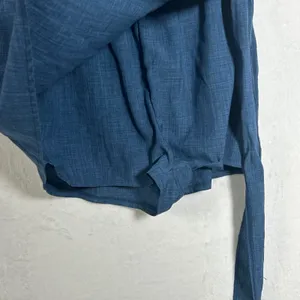 Shein Curve Blue Textured Wrap Skort Plus Size‎ 1XL High Waist Side Tie Shorts thumbnail 4