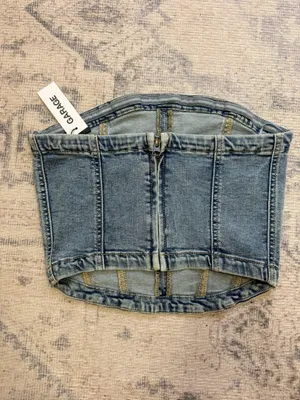 garage blue denim corset top thumbnail 2