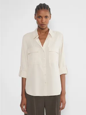 Aritzia Babaton Utility Shirt Matte Pearl Small thumbnail 6