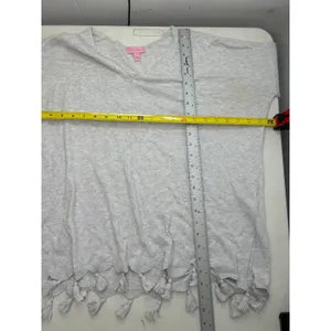 Lilly Pulitzer Martine Sweater Women's Light Gray Tassel Hem Long Sleeve Size M thumbnail 6