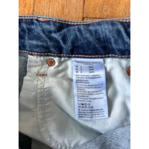 American Eagle Super High Rise Baggy Wide Leg Jeans Medium Wash Cut Off Hem 0 S thumbnail 4