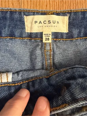 PacSun Light Blue Denim Distressed Mini Skirt with Heart Appliqués size 28 thumbnail 2