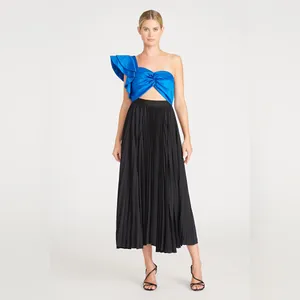 AMUR X‎ REVOLVE Cleopatra Black & blue one shoulder Pleated cut out maxi 4 thumbnail 4