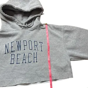 Brandy Melville John Galt Grey Cropped Oversized Newport Beach Hoodie One Size thumbnail 5