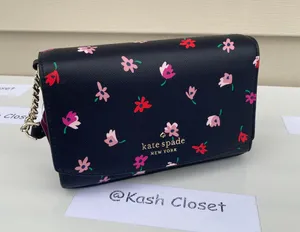 Kate Spade Ditsy Buds Small Flap Crossbody purse -Black multi thumbnail 1