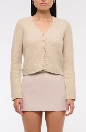 Abercrombie & Fitch Textural Cardigan Sweater Size Small Knit Cream Fall Winter thumbnail 1